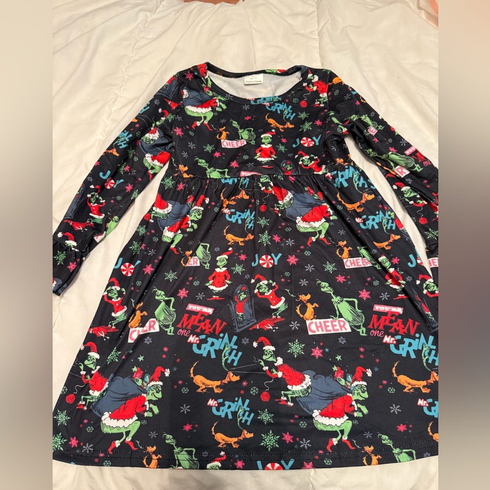 Festive Grinch Long Sleeve Dress